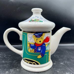 Wade Teapot.  “Locomotive Joe” Porcelain Made in England.  16 oz.